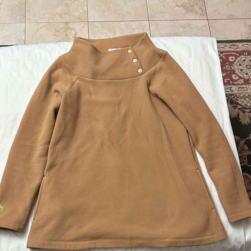 Dudley Stephens Camel Cowl Neck Sweater